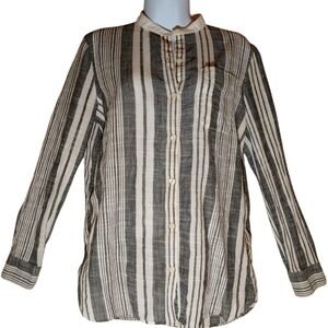 Chaps Striped Button Down Long Sleeve Shirt Size M